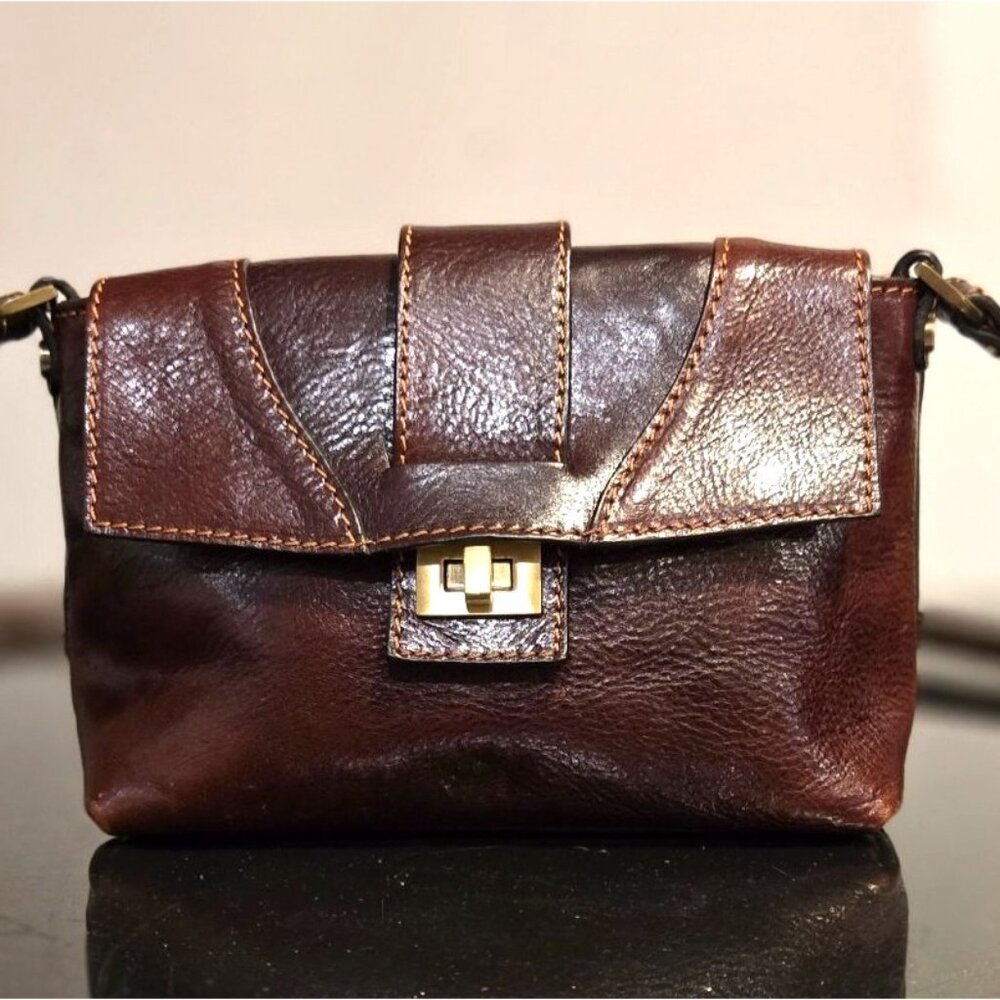 RARE! Floto Sapri Cross Body Bag Made in Italy Leather, Vecchio Brown sold out r - Picture 2 of 16